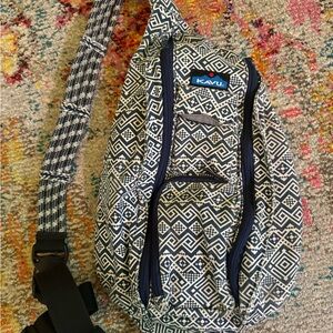 KAVU Navy and White Patterned Sling Bag